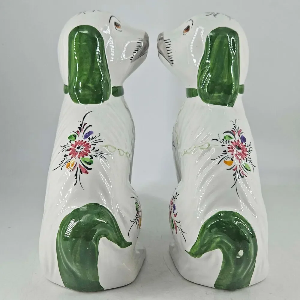 Vintage set of Staffordshire style hand painted Cavalier Dogs Portugal